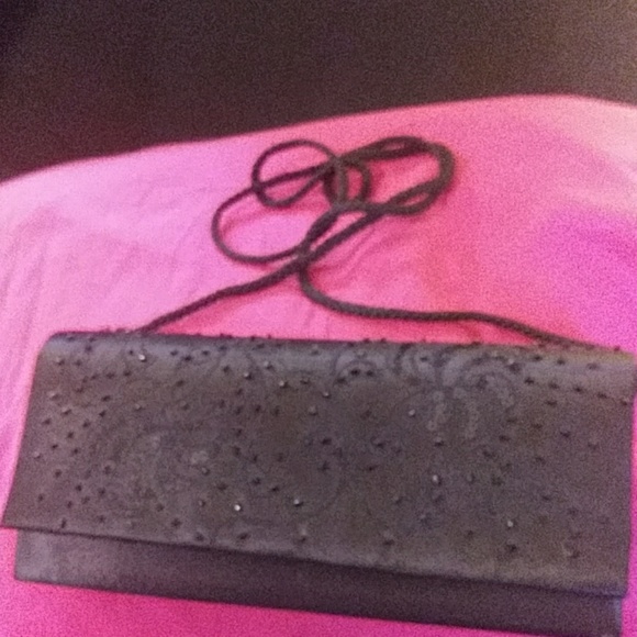 Nina Handbags - Black rhinestone clutch